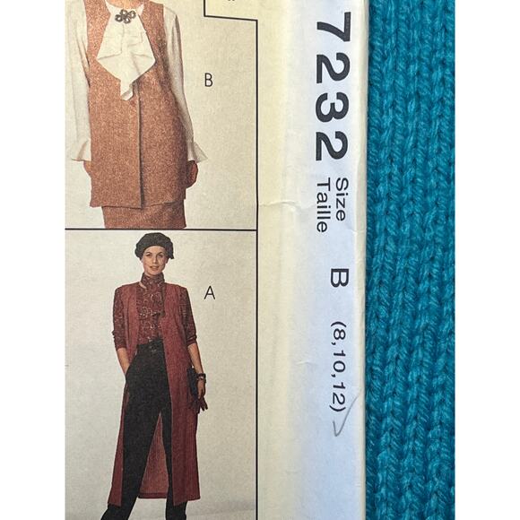 McCalls 7232 dress vest 1990s pattern size 8 10 12 - Picture 2 of 6
